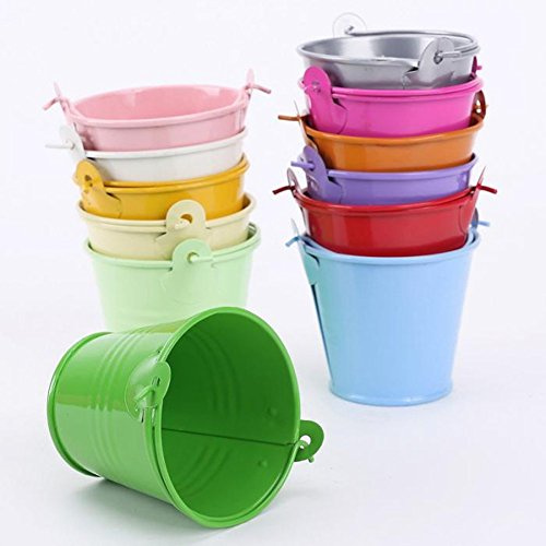 VALINK 12 mini cubos coloridos, cubos de metal, cubos de caja de caramelos, cubo pequeño de escritorio, suministros de regalo de fiesta de boda, 5,6 x 6,1 cm