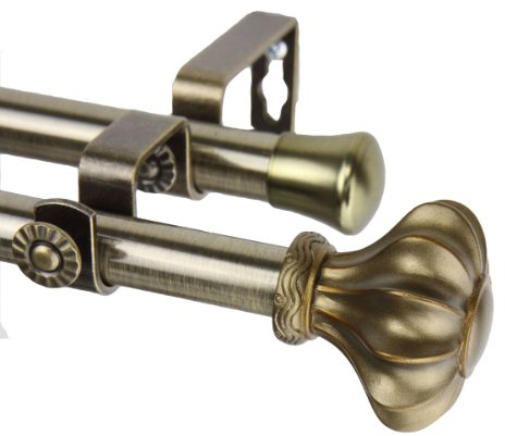Rod Desyne 4703-484 Flair Double Window Curtain Rod Set, 48 to 84-Inch, Antique Brass