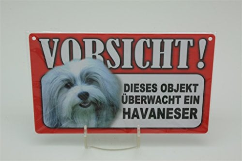 HAVANESER - Tierwarnschild - VORSICHT Tier Warnschild 20x12 cm Hund Hunde Schild 24