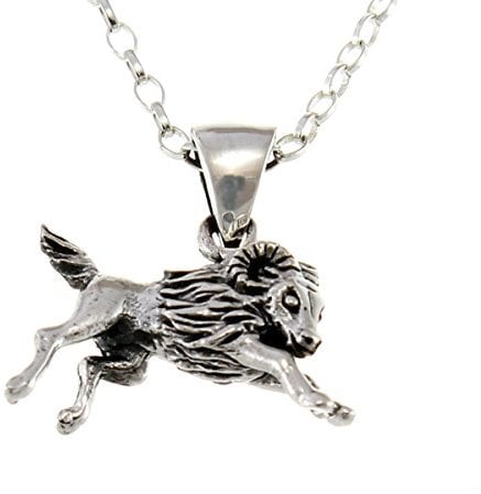 Alexander Castle Sterling Silver Aries (The Ram) Zodiac Star Sign Pendant Necklace & 18 Chain