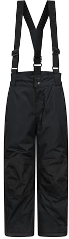 Mountain Warehouse Raptor Kids Snow Pants - Snowproof Boys Ski Trousers, Detachable Braces Bottoms - Ideal for Winter Skiing Holidays & Snowboarding Black Kids Size 7-8 Years