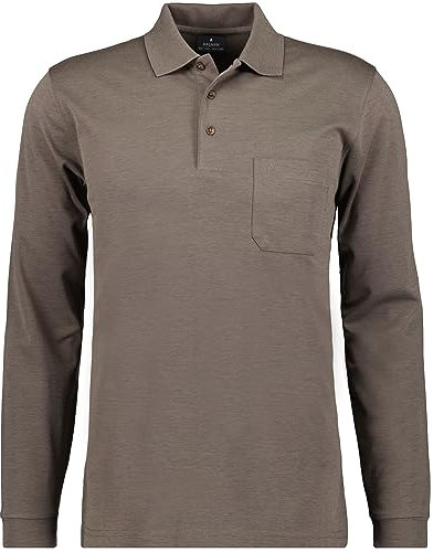 Ragman Herren Softknit-Polo Langarm, Macchiato, 3XL