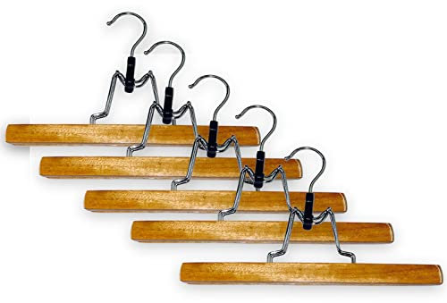 5 Stück Hosenspanner, Kleiderbügel,Hosenhalter aus Holz, Hosenbügel rutschfest mit Verchromter Haken all-around24 (5 Stück)