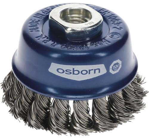 Osborn 2608151 Cup Brush M14 Knotted of Steel Wire, 0 V, Silver/Blue