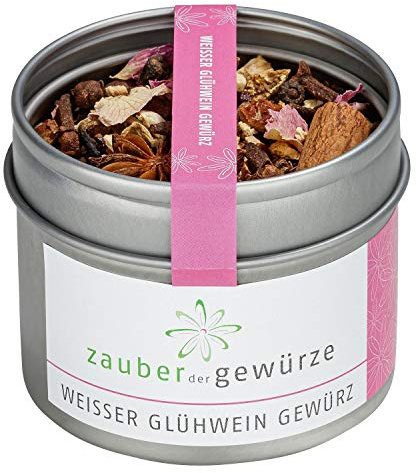 Zauber der Gewürze Weißer Glühwein Gewürz - Weisser Glühwein Gewürzmischung, köstlichen weißen Glühwein ganz einfach zuhause selber machen, 40 g