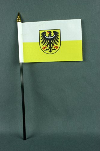 Buddel Bini Kleine Tischflagge Niederschlesien 15x10 cm mit 30 cm Mast aus PVC-Rohr, ohne Ständerfuß