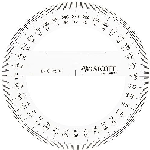 Westcott E-10135 00 Goniometro, circonferenza intera, plastica, 10 cm, trasparente