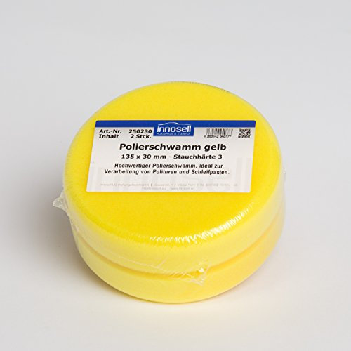 Innosell Polierschwamm Durchmesser 135 x 30 mm gelb fest hochwertig und langlebig 1 Set 2 Stück