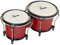 XDrum PERC Bongos Club Weinrot - 2 Trommeln mit 6 und 7 - Bongotrommeln mit stimmbaren Naturfellen und Stimmschlüssel - Holztrommeln Weinrot