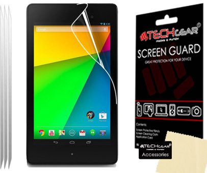 TECHGEAR [3 Pack] Google Nexus 7 2 II 2nd Gen 2013 Version Clear Lcd Screen Protectors With Screen Cleaning Cloth & Application Card