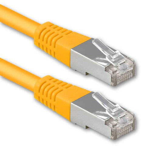 1aTTack.de® 5m - amarillo - 1 Pieza - CAT6 CAT 6 Ethernet LAN cable de red 1000 Mbit/s CAT6 Doble blindado PIMF 250MHz libre de halógenos compatible con CAT5e CAT6a CAT7 CAT8