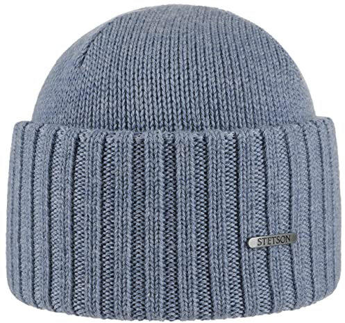 Stetson Northport Wintermütze aus Merinowolle - Mütze Made in Italy - Seemannsmütze für Damen/Herren - Wollmütze Herbst/Winter - Merinomütze Hellblau One Size
