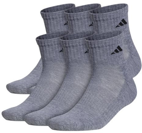 adidas Mens Athletic Cushioned Quarter Ankle Socks (6 Pairs) Durable & Comfortable