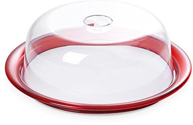 Bandeja para tartas Omada Design con tapa transparente, apta para dulces y tartas, diámetro 25 cm, línea Globo