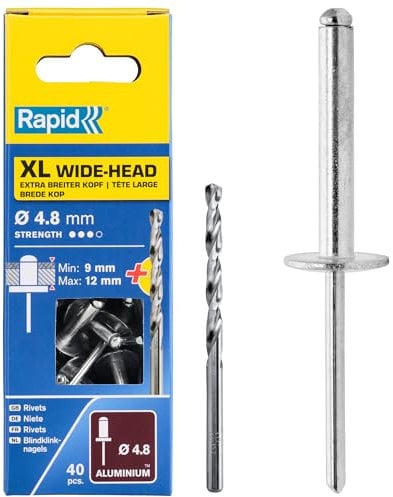 Rapid 5000664 Rivets XL Ø 4.8 x 12mm, Gris