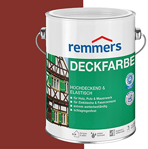 Remmers Deckfarbe rotbraun, 10 Liter, Deckfarbe für innen und außen, Wetterschutzfarbe viele Untergründe, hochdeckend, wetterfest
