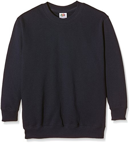 Fruit of the Loom Unisex Kids Set-In Classic Set-In Long Sleeve Sweater, Blue (Deep Navy), 12/13 years