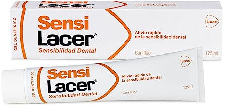 LACER SENSI - Gel Dentífrico 75 ml, Acción Desensibilizante, Efecto Rápido y Duradero, Protección Diaria Contra la Caries, Fortalece la Dentina Expuesta, con Fluor, sin Gluten