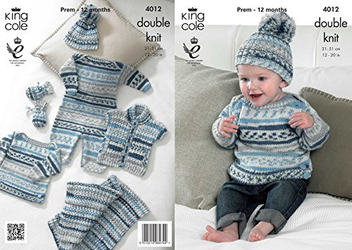 King Cole 4012 Strickmuster Baby Set zu Knit in King Cole Cherish DK