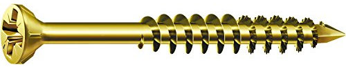 SPAX Glasleistenschraube, 3,5 x 40 mm, 200 Stück, Kreuzschlitz Z2, Senkkopf mit Fräsrippen, Teilgewinde, CUT-Spitze, YELLOX A2L, 35703503301022