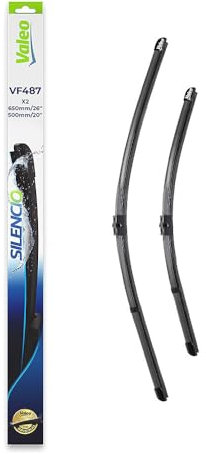 VALEO Silencio Wiper - VF487 - Kit of High Performance, Superior Road Visibility, Easy Installation Original Flat Blades 650mm/500mm - Front - Set of 2 Wiper Blades - 574687