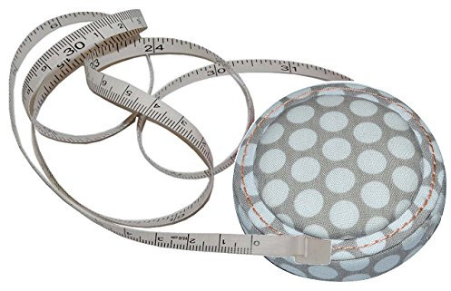 alles-meine.de GmbH Maßband - automatischer Einzug/zum Einrollen 1,5 m grau weiß gepunktet - Einheit cm Inch - Körper zum Nähen und Handarbeiten/Schneidermaßband Rollmaßband -..