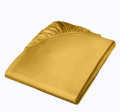 fleuresse Spannlaken Colours 9100-2349, Mako Satin in 100x200 cm, Farbe Goldgelb, 100% Baumwolle, mit praktischem Rundumgummi