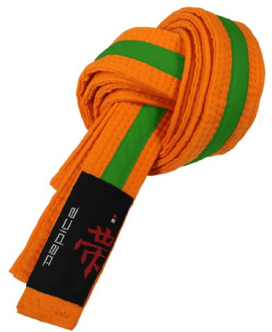 DEPICE Budogürtel orange/grün 280 zweifarbig – Zwischengürtel Kampfsportgürtel Karategürtel Judogürtel