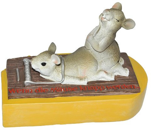 Spardose Mausefalle Wenn die Mäuse knapp Werden - stabile Sparbüchse aus Kunstharz - Mäusefalle Mäuse Geld Sparschwein Kohle Käse
