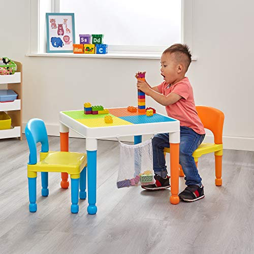 Liberty House Toys 652F-1 Aktivitätstisch, 3-in-1 Spieltisch und Stühle mit Stauraum, Orange, Blau, Gelb, Grün, Weiß, H450 x W510 x D510