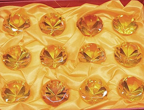 eventkauf 12 Kristalle Diamanten Dekosteine (Gold, 4cm Durchmesser)