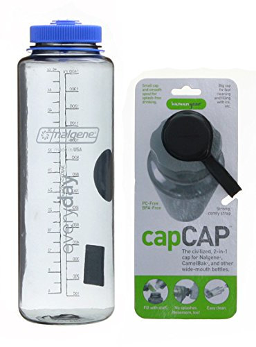 Nalgene Grau mit schwarzer Kappe, Silo-Tritan, 1,4 l, Ersatz-Flaschenverschluss.