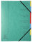 Exacompta 54073E Premium Ordnungsmappe geheftet. Aus extra starkem Colorspan-Karton DIN A4 7 vollfarbige bunte Fächer und 2 Gummizüge mit Organisationsdruck Ringmappe Register-Mappe grün