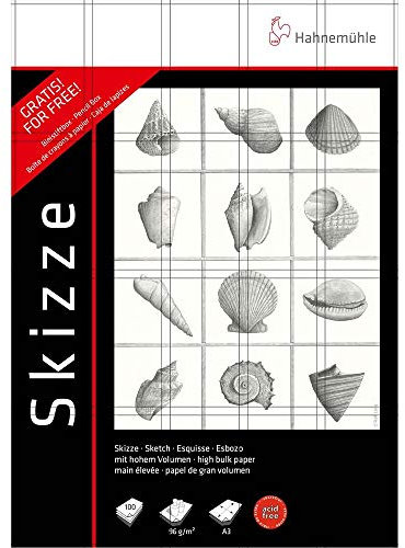 HahneMULHE 2 Zeichenblöcke, 96 g/m², 100 Blatt + Set 6 Bleistifte H, B, B2, B4, B6, B8
