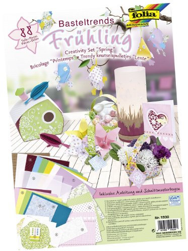 folia 1930 - Basteltrends Frühling 88 Teile - Kreativset für Kinder und Erwachsene mit verschiedenen Trendmaterialien