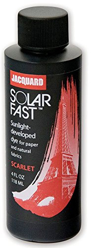 Jacquard Solarfast Dye, Sun Activated Ink for Light Sensitive Printmaking, Develops Colour on Fabric or Paper Crafts Using Sunlight, Scarlet, 8oz
