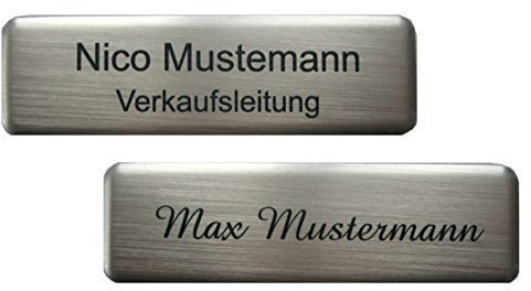 Aluminium - Kunststoff-Namensschilder inkl. Gravur mit Magnet silberfarbig Größe 70x20 mm (silberfarbig)