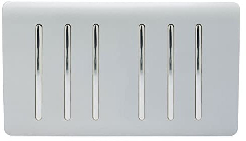 Trendi Artistic Modern Glossy 6 Gang 1 Way Rocker Gold Double Plate Tactile Light Switch in Silver