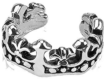Bague d'Oreille en Laiton Argenté - Couronne Fleur de Lys - A Cliper - Bijou Femme ou Homme