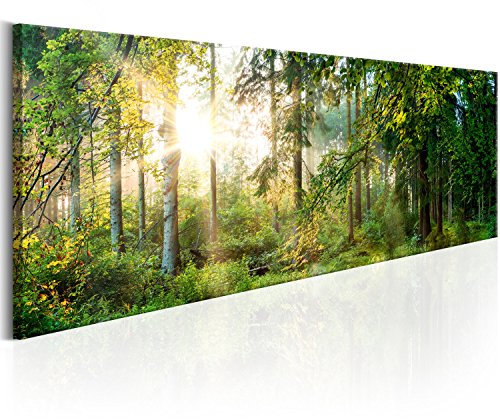 murando Acrylglasbild Waldlandschaft 135x45 cm 1 Teilig Wandbild auf Acryl Glasbilder Kunstdruck Moderne Acrylglas Platte Wanddekoration Geschenke Heimdekoration Glasbild - Natur Bäume Sonne