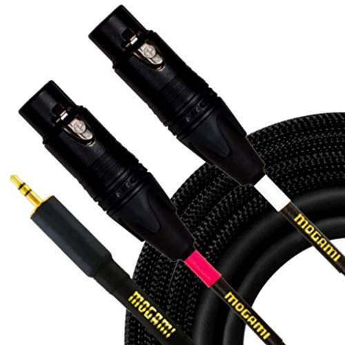 Mogami GOLD 3.5-2XLRF-20 Stereo Audio Y-Adapter Cable, Dual XLR-Female to 3.5mm TRS Plug, Gold Contacts, Straight Connectors, 20 Foot