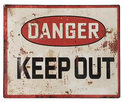 Blechschild DANGER KEEP OUT Retro Vintage-Dekoschild Betreten verboten 20 x 25 cm
