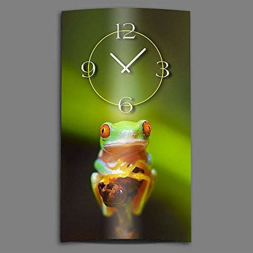 dixtime Baumfrosch Dschungel Designer Wanduhr modernes Wanduhren Design leise kein Ticken 3DS-0173
