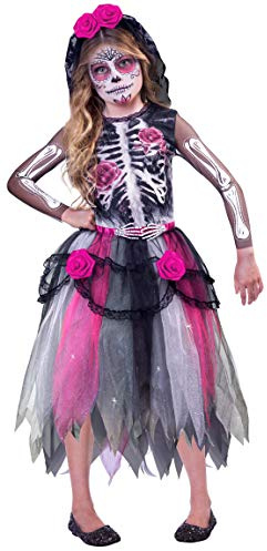 (PKT) (9903415) Child Girls Day Of The Dead Spirit Costume Dress (8-10yr)