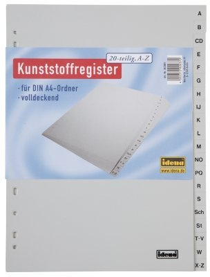 Idena c- Register A - Z, DIN A4, 20-teilig aus Plastik (10, A - Z)