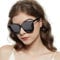 LVIOE Polarisierte Sonnebrille Damen Katzenauge Rahmen, Groß Verspiegelte Sonnenbrille UV400-Schutz