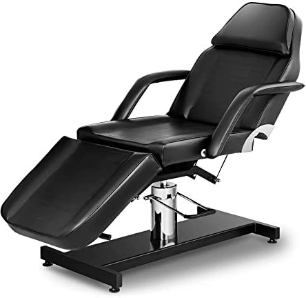 Physa Kosmetikliege Massageliege Verona Black (3 Zonen, hydraulisch, 61-78 cm, komfortable Polsterung, PVC-Leder, Eisen und Edelstahl) Schwarz
