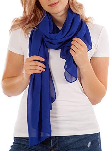 DOLCE ABBRACCIO by RiemTEX Schal Damen PRIMAVERA XXL Schals & Tücher in Blau Halstuch Stola Pashmina aus Chiffon für Sommer Frühling Ganzjährig Tuch Damenschal Chiffontuch (Royalblau)