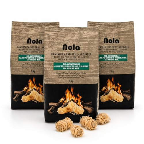 3 kg Premium Holzwolle (3x1 kg) | Anzündwolle, Kaminanzünder aus Holz und Wachs, Anzünder, Grillanzünder, Feueranzünder, Holzwolle, Holzanzünder, Öko Ofenanzünder für Grill und Kamin/Art. 147 (3)