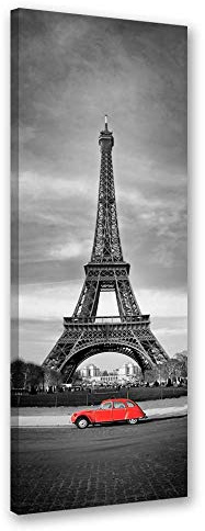 Feeby Wanddeko Eiffelturm Leinwandbild Kunstdruck Paris schwarz-weiß 30x90 cm